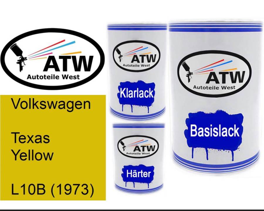 Volkswagen, Texas Yellow, L10B (1973): 500ml Lackdose + 500ml Klarlack + 250ml Härter - Set, von ATW Autoteile West.